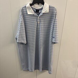 Nike Golf Dri Fit Mens Polo Blue Striped Size 2XL      (D46)